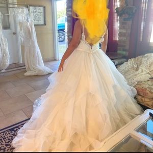 Layered ivory wedding ballgown dress